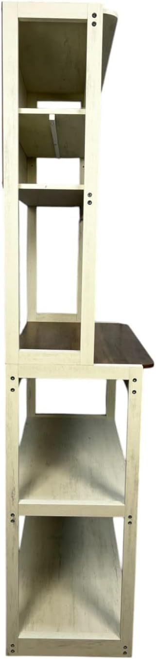 5-Tier Bakers Rack for Kitchen Storage, Shelves, Microwave Stand - White & Brown