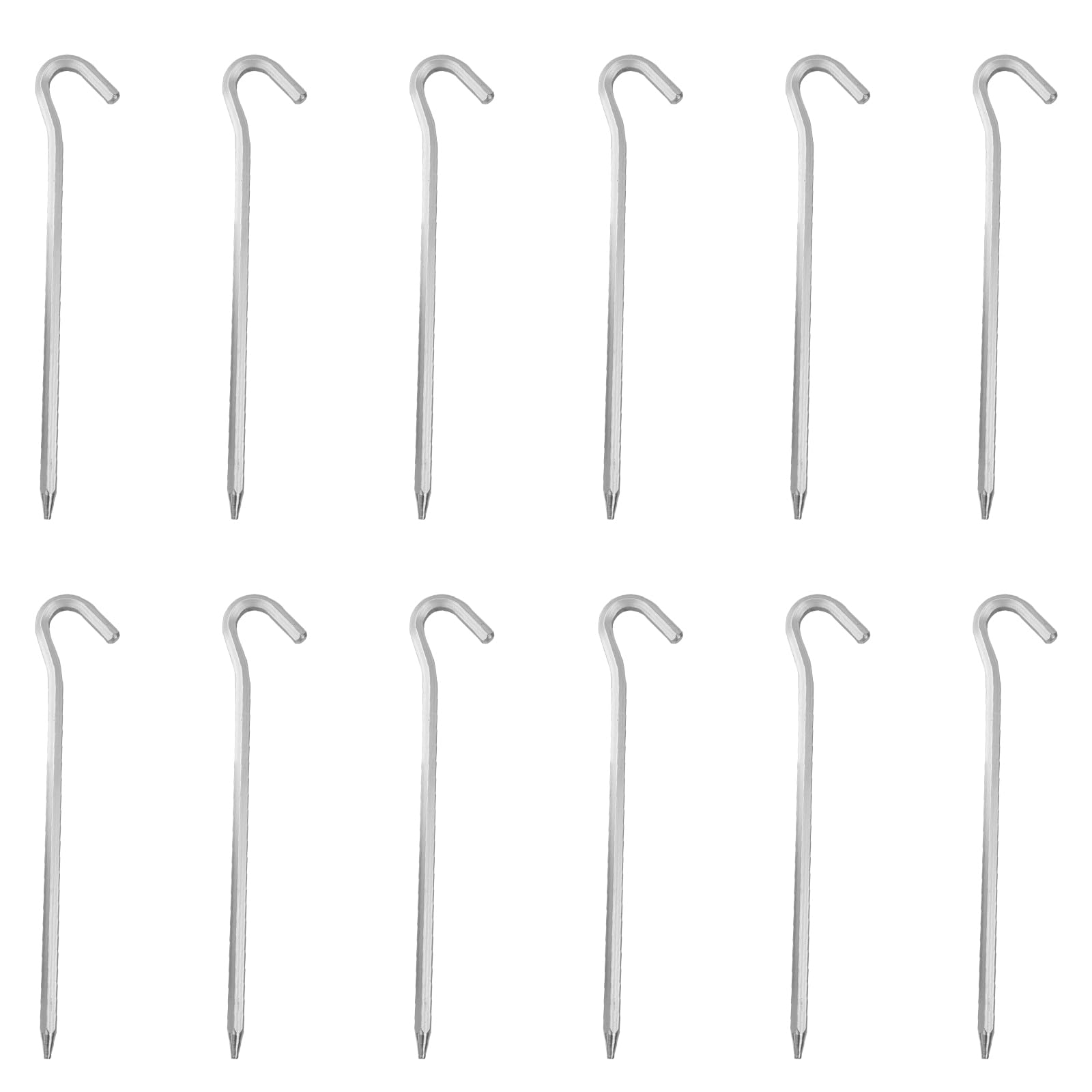 Onezebra 12 PCS Tent Pegs, 18cm Metal Heavy Duty Tent Hooks, Aluminum Alloy Camping Hard Ground Pegs, Camping Pegs for Camping, Hiking, Outdoor, Garden, Football Net, and Tarpaulin