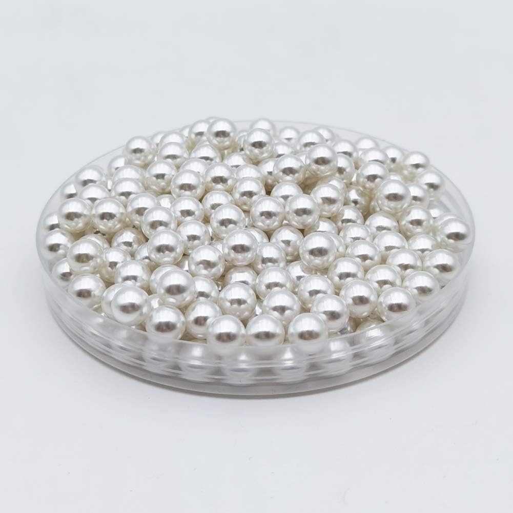 INSPIRELLE 1100pcs White Undrilled ABS Art Faux Pearls for Vase Fillers, 8mm No Hole Makeup Beads to Hold Brush Eyeliner, Imitation Round Pearl Beads for Table Scatter Home Wedding Decoration - Image 4