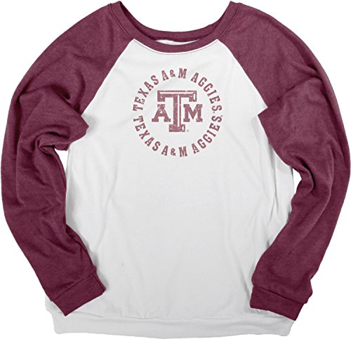 NCAA Texas A&M Aggies Women's Cozy Fleece Crew Shirt, X-Large, White/Maroon