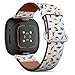 CJBROES Replacement Leather Watch Band, Compatible with Fitbit Versa 3 and Fitbit Sense of Wristband Bracelet Accessory - Dinosaur Silhouette