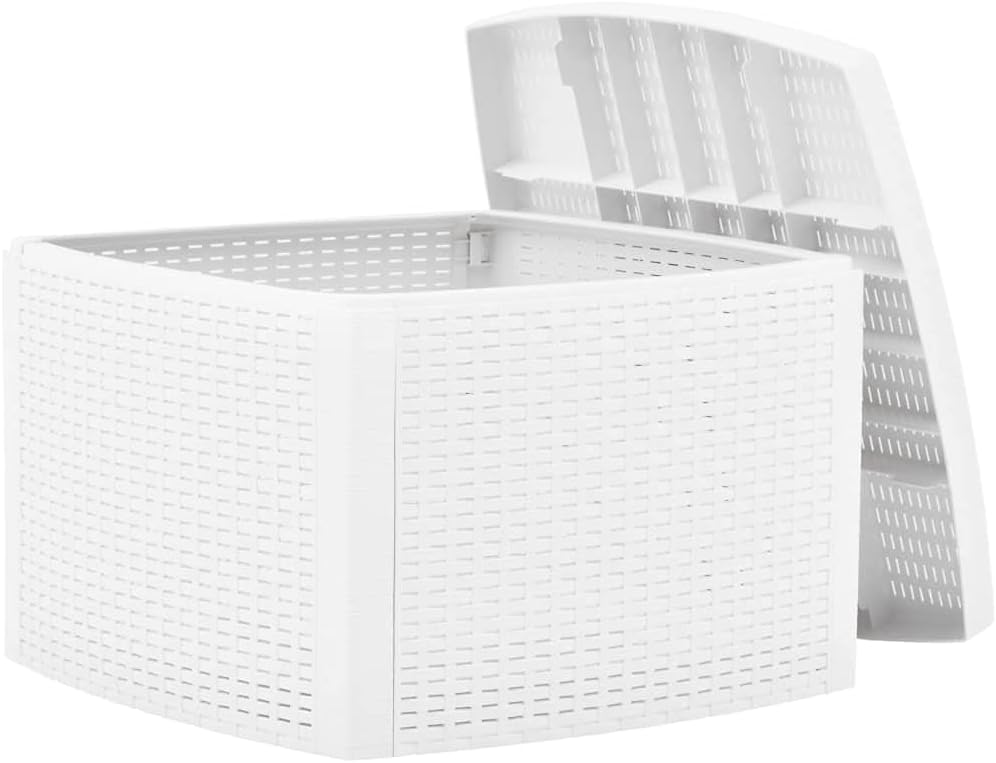 Side Table White,End Tables,Plant Table,Accent Table,Balcony Table,Snack Table,Telephone Table,Sofa Side Table,for Living Room,Balcony,Bedroom,Garden,Porch,Deck,Outdoor,21.3"x21.3"x14.4" Plastic