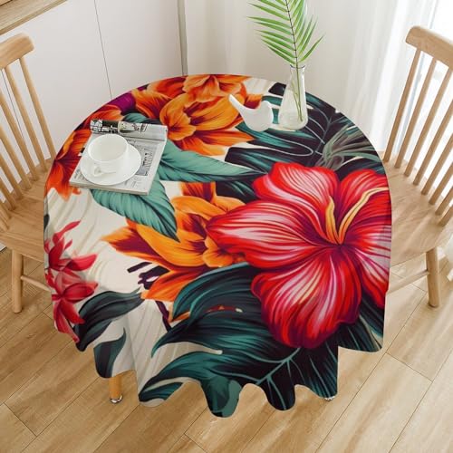 Nappe ronde imperméable 127cm à motif fleurs pour table de buffet