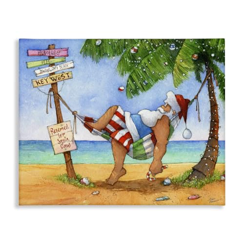'Tropical Santa Claus Resting Hammock Festive'| Canvas Art