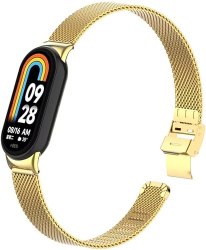 T-BLUER Compatible con Xiaomi Mi Band 8Mi Band 9 Band, Mi Band 8 Correa de repuesto de metal de acero inoxidable para Xiaomi Mi Band 9