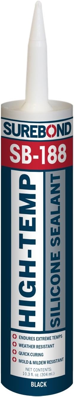 Surebond-SB-188 T High-Temp Silicone Sealant, 10.3 fl. oz. Cartridge - Black
