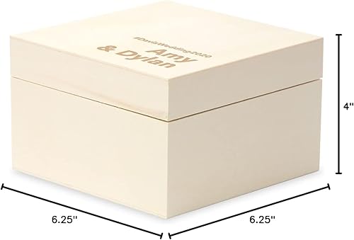 Miniatura 6 de WEDDINGSTAR Caja de regalo de recuerdo de madera grabada personalizada con tapa extraíble - fuente de bloque