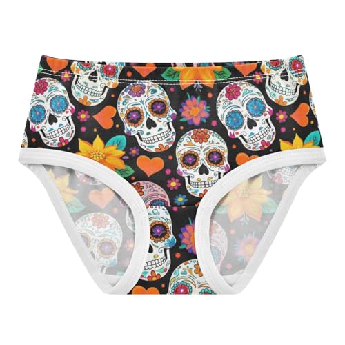 Joisal Girls Underwear Toddlers 2t Cotton Panties for Girl Fancy Briefs Kids Undies Colorful Sugar Skull Floral Black