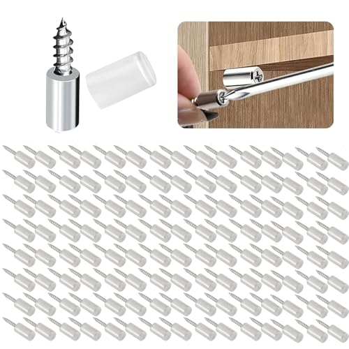 120個 - 滑り止めスリーブ付きシェルフピン、セルフタッピングねじキャビネットラミネートサポート、棚サポート釘、家具&本棚棚キャビネットクローゼット用(半透明色)