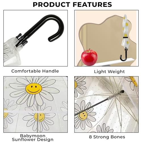 Image of Kraptick Transparent Printed Umbrella for Kids, Stylish & Cute Child Safe Umbrella for Rain, Automatic Water-Proof Umbrellas for Children's /Boys /Girls /Kids (MFP /1112-V)