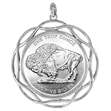 Sterling Silver Braided Edge Mexican Cien Pesos Bezel Pendant for 39 mm Coins Prong Back Coin NOT Included