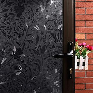 Mikomer Tulip Total Blackout Window Film,100% Light Blocking Glass Door Film,Room Darkening Window