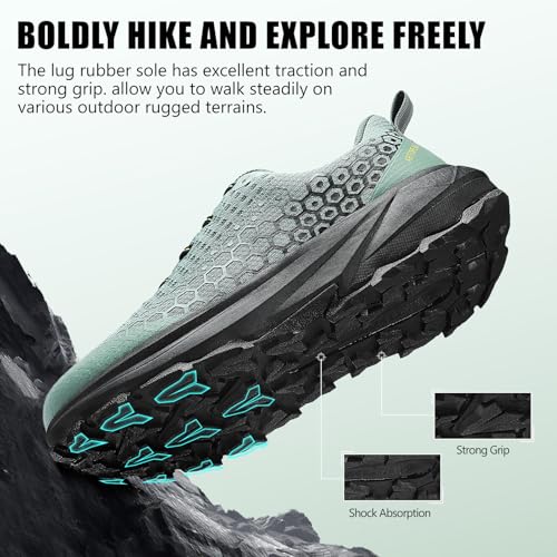 Image of Men's Wide Trail Running Shoes Comfortable Cushioned Hiking Walking Shoes with Arch Support Stability Non Slip Workout Cross Training Sneakers