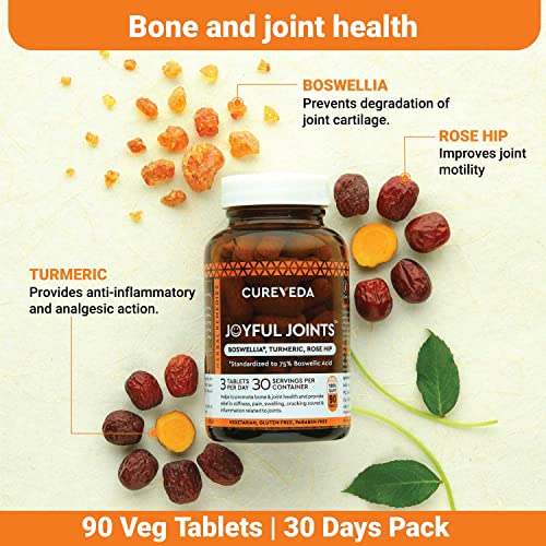 Image of Cureveda Herbal Joyful Joint Support Supplement Tablets For Bone,Joint Wellness (60 Tablets)