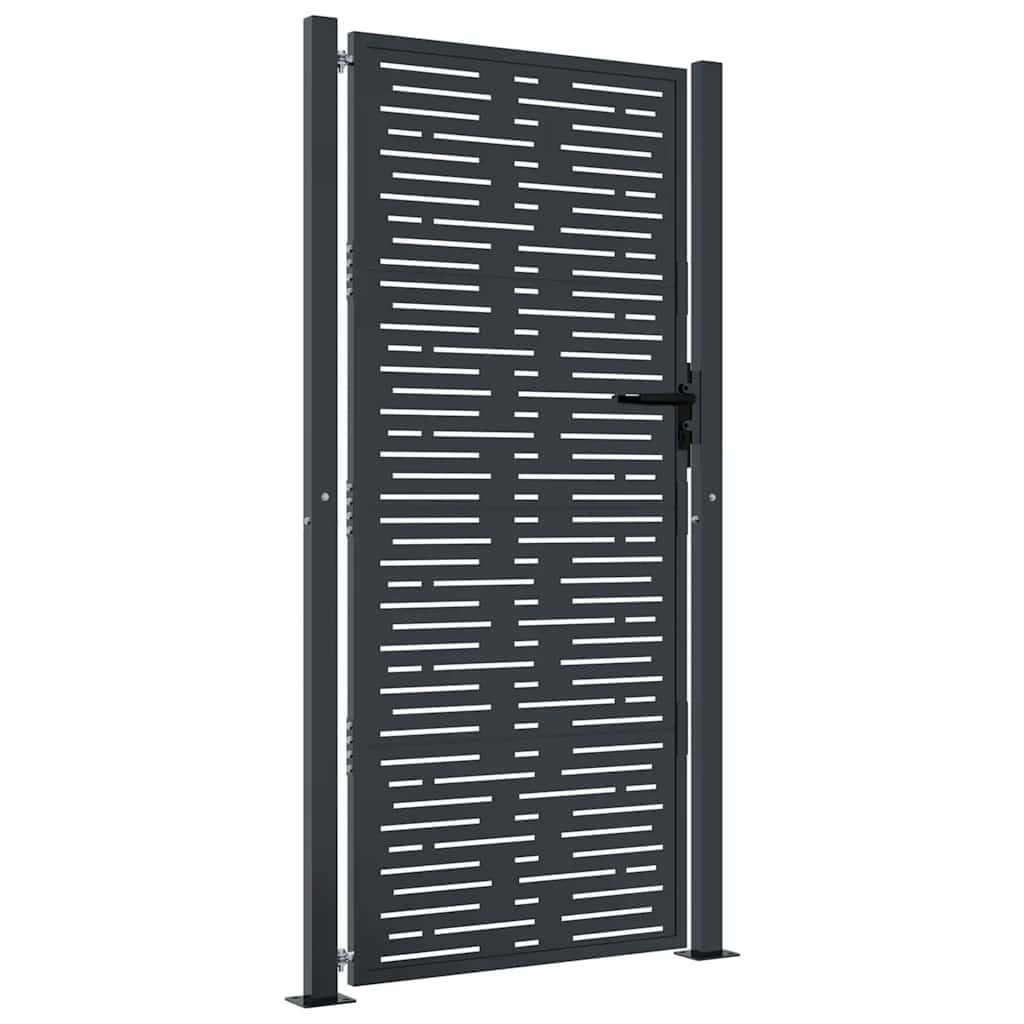 vidaXL Cancello Giardino Antracite 100x200 cm Acciaio Design Quadrato, cancello in Metallo, cancello da Giardino Anteriore, cancello da Giardino con Serratura