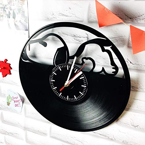 Vinyl Wall Clock Compatible With Snoopy Made Of Vinyl Record Decor Handmade Design - Gifts Idea Birthday, Wedding, Anniversary, Women, Men, Friends, Girlfriend Boyfriend And Teens #TOP3