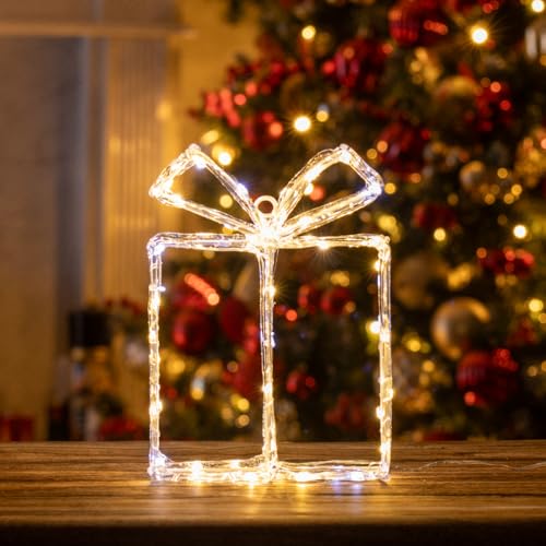 Image of The Christmas Workshop Acrylic LED Box Light/Warm White Light Colour / 6 Hour Timer/Indoors & Outdoors Suitable/Hanging Christmas Decorations / 23 x 16.5cm (73549)