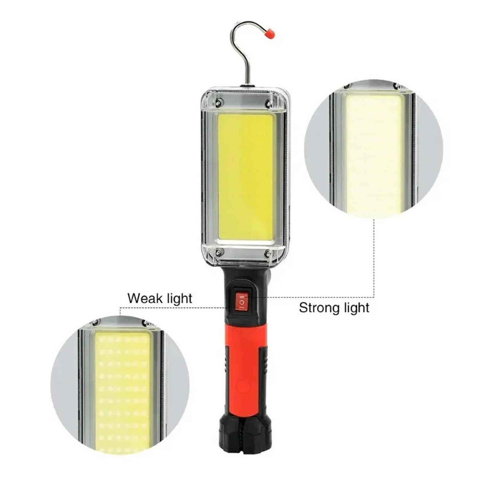 1/2/4 Piezas De Luz Trabajo, Lámpara Portátil Con Gancho Magnético, Camping, Linterna Recargable USB COB Alta Potencia, Resistente Al Agua Brillo Ultra Alto(4PCS,With battery)