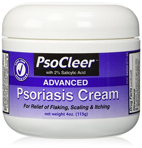 Psoriasis Cream. Psocleer Advanced Formula with 2% Salicylic Acid for Relief of Flaking, Scaling, Itching and Dry Skin 4oz.