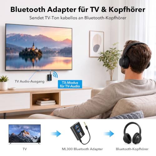 1Mii ML300 Bluetooth Adapter für TV und Kopfhörer, Transmitter & Empfänger – Ansicht 2