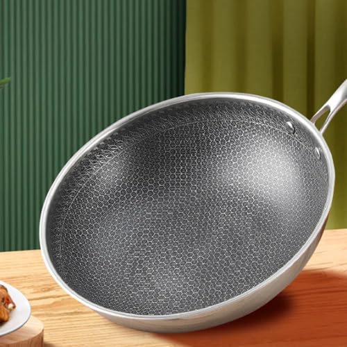 Wok de acero inoxidable 12.6 in con tapa antiadherente miniatura 4