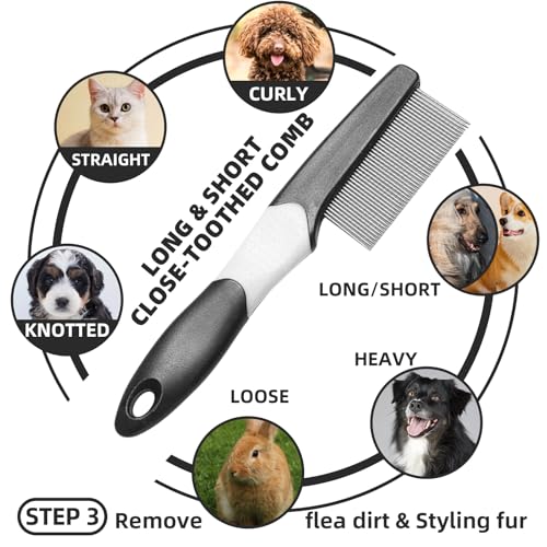 Image of Dog Brush for Shedding, 7 PCS Dog Grooming Brush Kit, Undercoat Rake, Slicker Brush, Deshedding Comb, Bath Brush, Nail Clipper for Long & Short Haired Dogs & Cats, Black