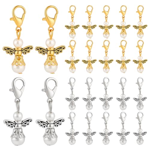 PH PandaHall 40pcs Guardian Angel Charms 2 Colours Angel Win