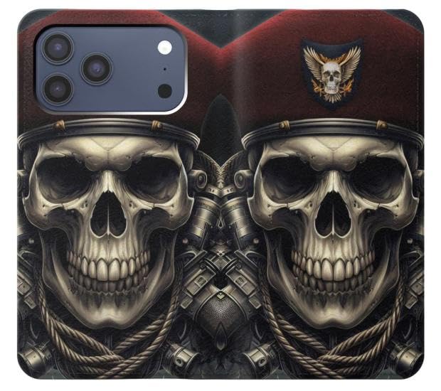Housse cuir iPhone 17 Pro Max Skull Soldier finitions premium - 3