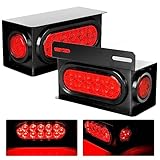 Cyfie Trailer Light Boxes, 2PCS Steel Waterproof Trailer Tail Lights with 2 Inch Red Round Side Marker Lights and 6 Inch Oval Red LED Trailer Light