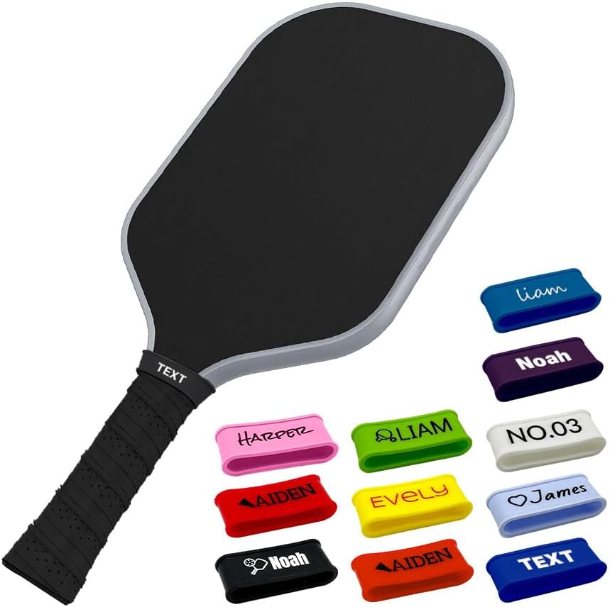 2PCS Custom Pickleball Paddle Name Bands Silicone Personalized Ring Grip Bands for Tennis Table Tennis Badminton