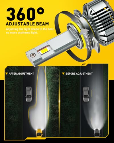 Image of AUXITO 9012 HIR2 LED Bulbs Combo, 15X Brighter, 5-Min Install, IP68, 2 Pack