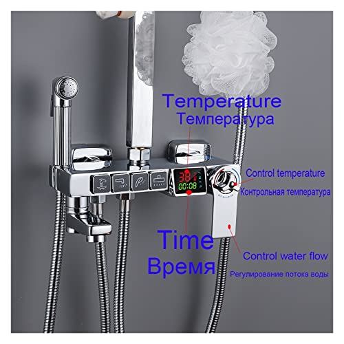 Ensemble de douche effet pluie blanc et or pour une salle de bain moderne