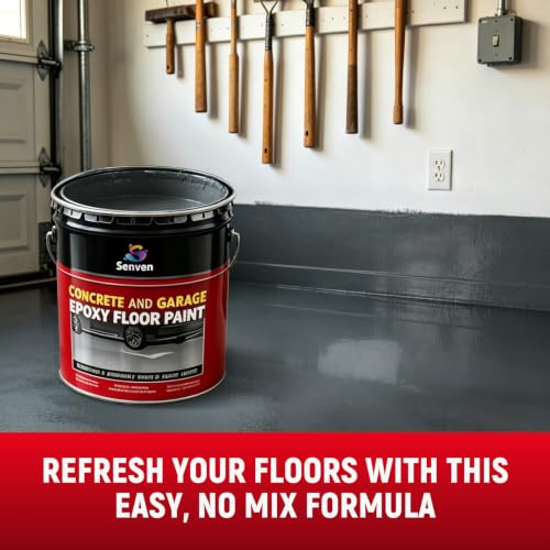 Pintura Epóxica para Piso SENVEN 512oz, Autonivelante para Concreto y Garage, Alto Brillo Gris Oscuro, Interior miniatura 4