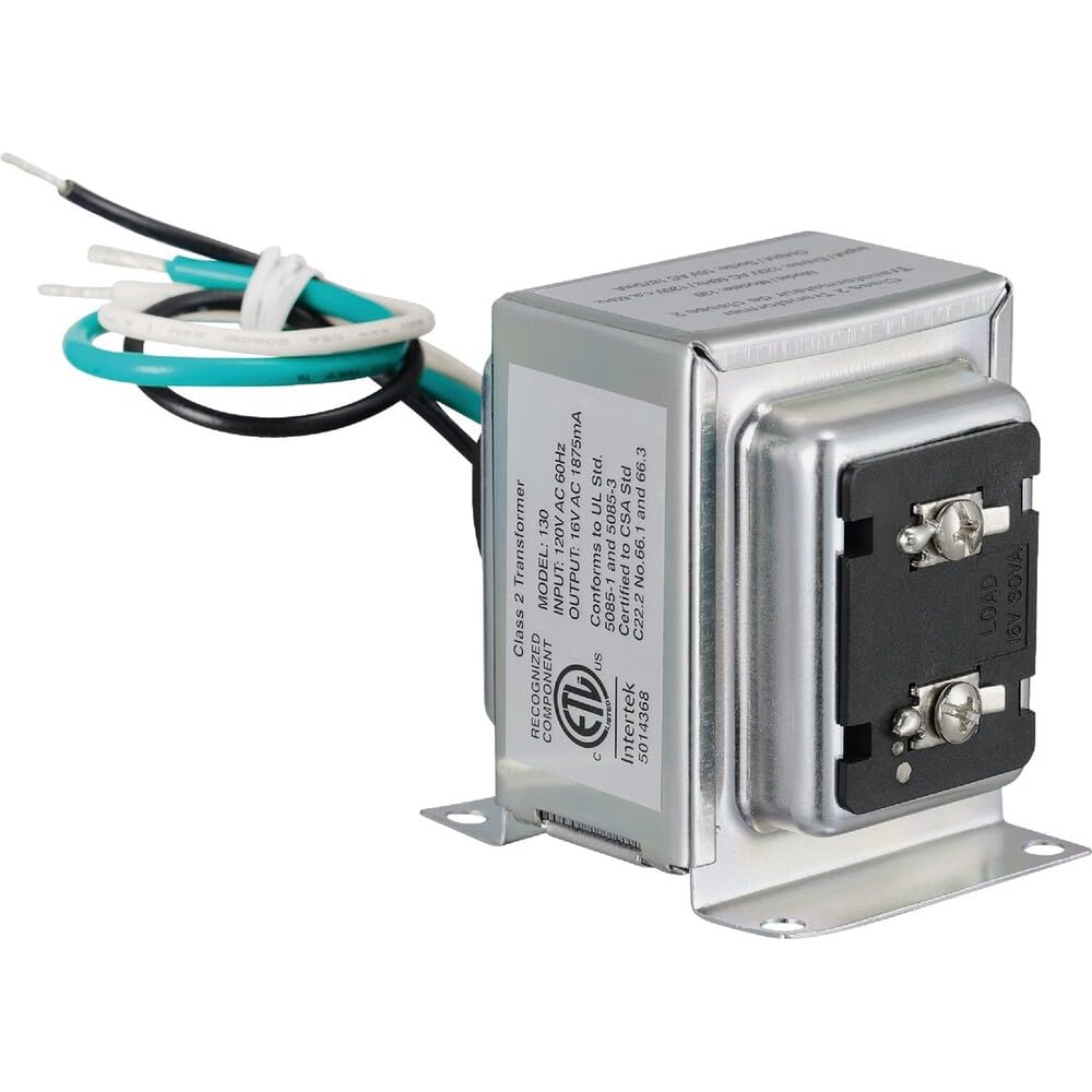 16VAC/30VA Lock Nut Wired Transformer Compatible with Most Smart Video Doorbells and Any Wired Chimes and Buttons