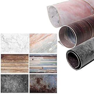 Selens 56x89cm 2 in 1 Food Photography Backdrop Background 3pcs Marble Wood Concrete Cement Paper Photo Studio for Flat Lay Product Props Cosmetic YouTube Video Vlog, Double Sided Pattern A