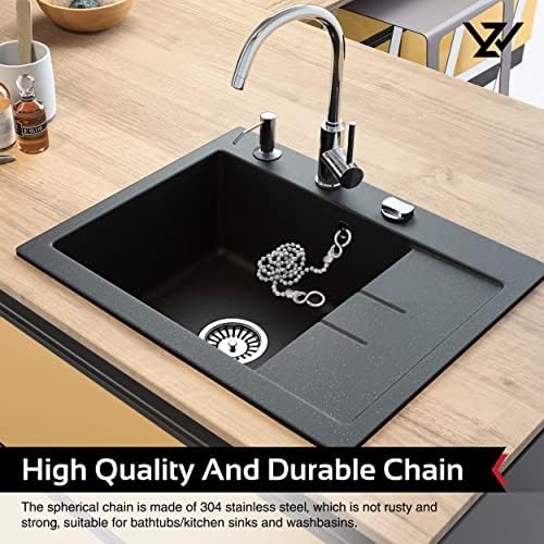 WZ Bath Chain Ball Type with S Shaped Hook 450mm (18 Inch)- Bath Plug Chain Made of Stainless Steel with Chrome Plated Color- Sink Plug Chain for Bath