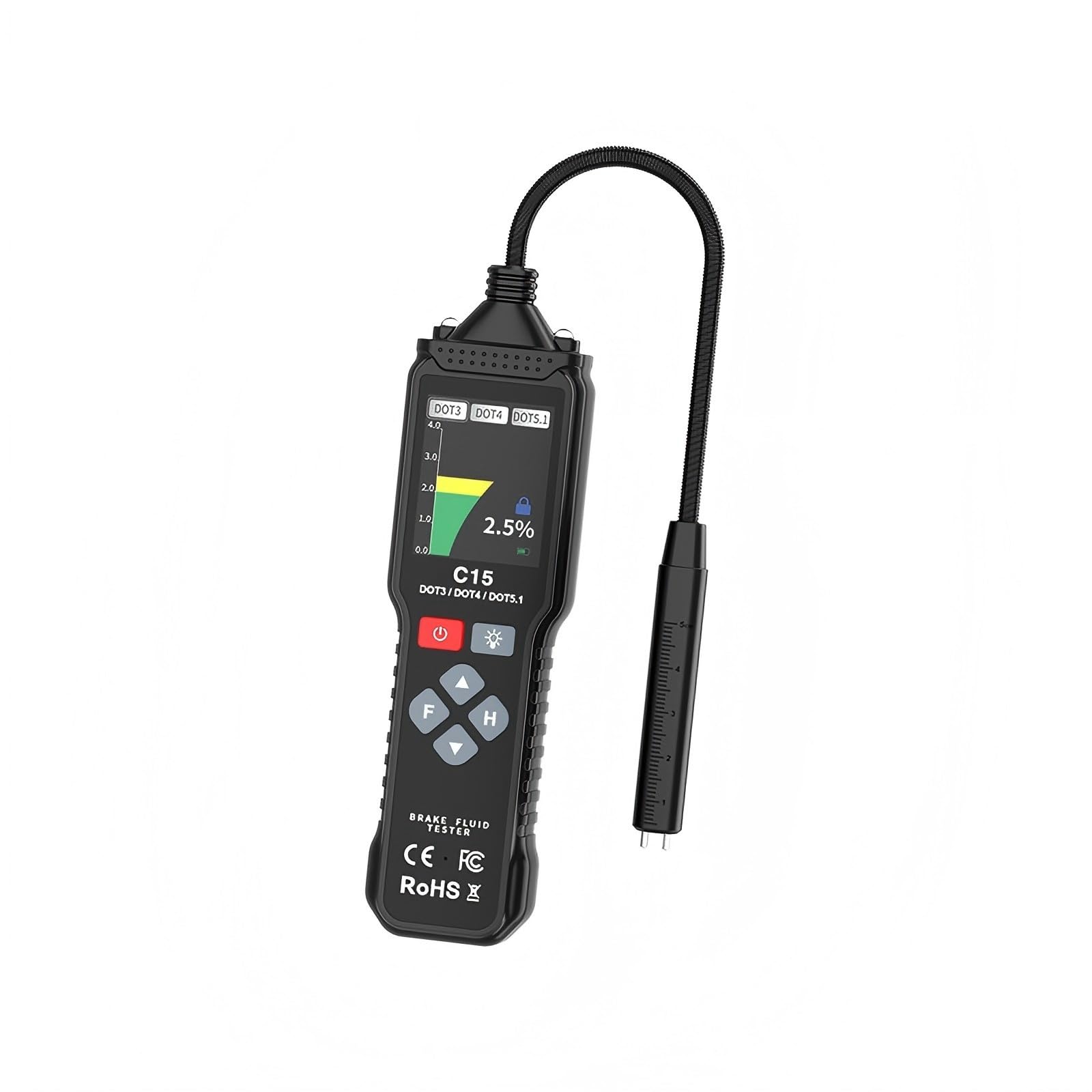 EXCTLOE Brake Fluid Tester for Peugeot 206 2003 2004 2005 2006 2007 2008 2009 Professional Brake Fluid Moisture Checker with LCD Display DOT3 DOT4 DOT5.1