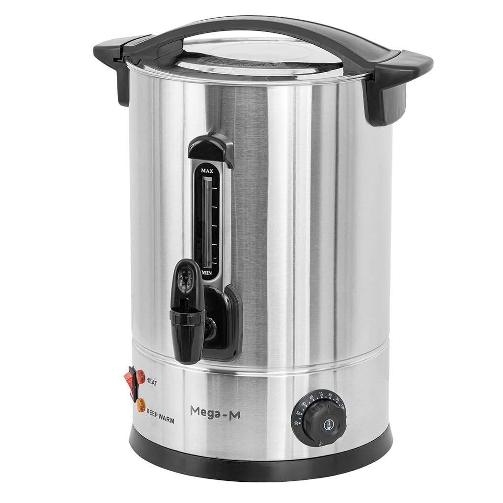 Mega-M Warnik dwuściankowy do wody 10 l 1800 W inox 230 V | Regulacja temperatury, Keep Warm, kranik, podwójne ścianki, stal inox, do gastronomii