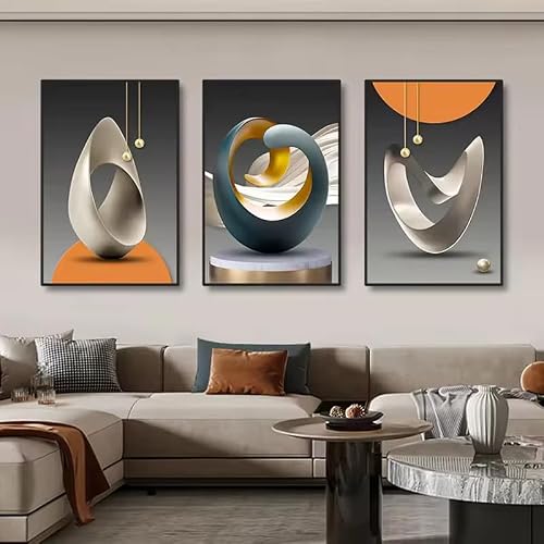 IHHGNB 3pcs Geometric Canvas Paintings Luxury Posters Prints Abstract Artwork Modern Wall Art Bedroom Wall Decor Picture Mural(40x60cm(16x24in) x3/No frame)