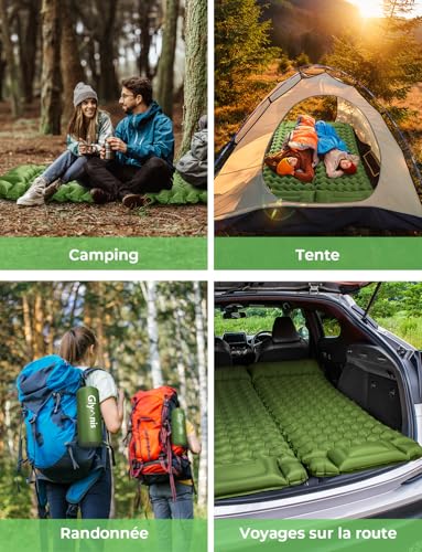 Glymnis Matelas de Camping Autogonflant 1P, Pompe + Oreiller, Ultraléger – vue 9