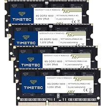 Timetec 32GB KIT4x8GB DDR3L / DDR3 1600MHz DDR3L-1600 PC3L-12800 / PC3-12800 Non-ECC Unbuffered 1.35V/1.5V CL11 2Rx8 204 Pin SODIMM Laptop Notebook PC Computer Memory RAM Module Upgrade Black PCB