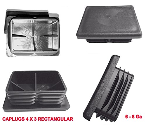 Image of Qty 1: CAPLUGS 4 inch X 3 inch OD, (for 6-8 Gauge) Rectangualr LDPE Plugs. (ID: L-3.6 inch-3.67 inch - W-2.6 inch-2.67 inch)) Plastic Tube Plug - Fencing Post - LAMP Post Glide Insert