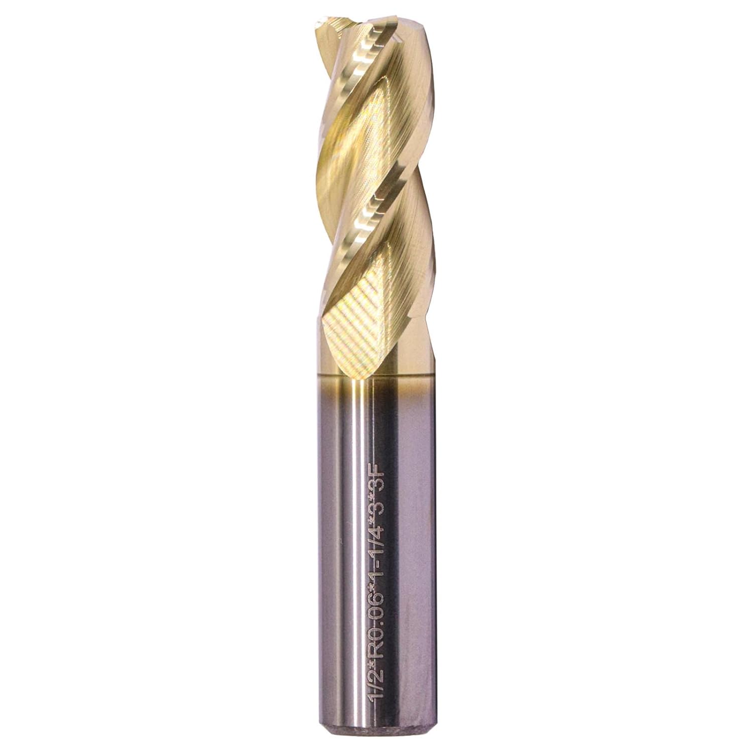 Solid Carbide Corner Radius for Aluminum End Mill - ZRN Coated, 37 Degree Helix- .060" Corner Radius, 3 Flute, 1/2" Cutting Diameter, 1/2" Shank Diameter, 1-1/4" Length of Cut, 3" Overall Length