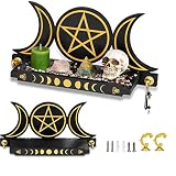 Pracaniz Moon Shelf Wall Decor Aesthetic,Crystal Shelf Display with Hooks for Witchy Room Decor,Moon