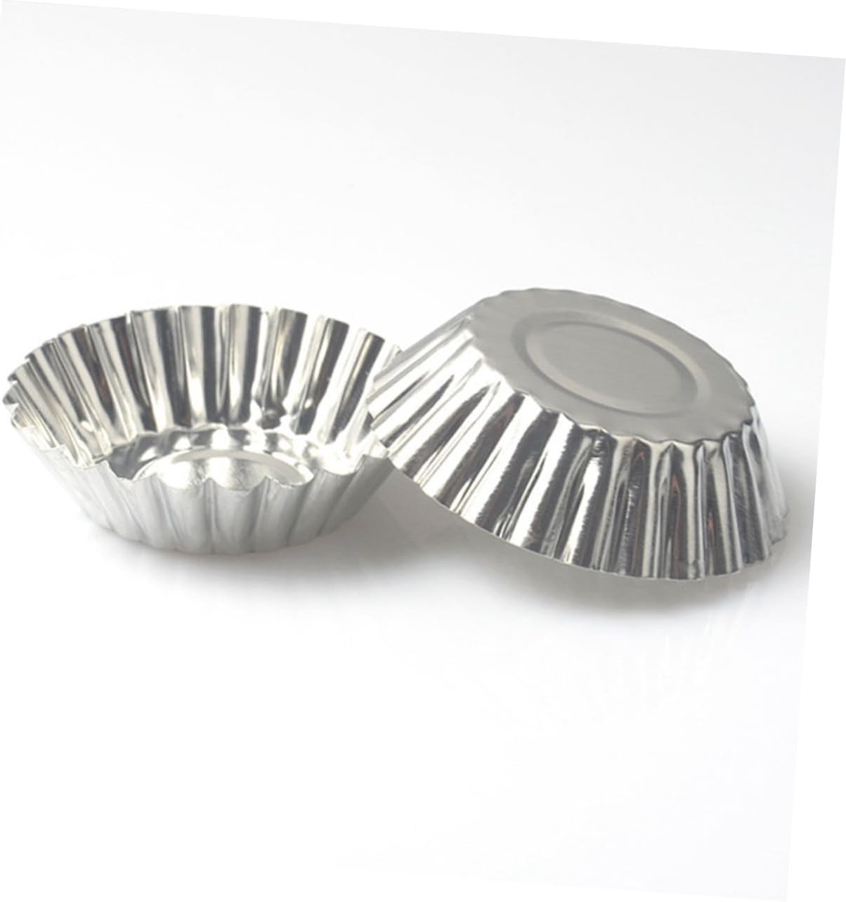 Mikinona 100pcs Nonstick Tart Molds Metal Baking Cups for Tartlets Fluted Tin Cake Molds for Muffins Cookies and Desserts