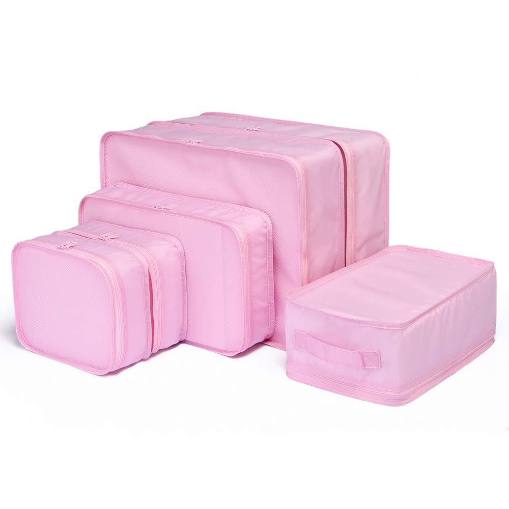 JJ POWER Cubos de embalaje de viaje, organizadores de equipaje con bolsa para zapatos, Rosado, Talla única