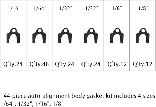 Miniatura 4 de AUCELI Calzas de cuerpo de alineación automática de 144 piezas con caja de almacenamiento, 18 pulgadas 116 pulgadas 132 pulgadas 164 pulgadas de