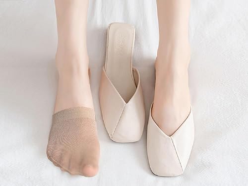 Miniatura 3 de Calcetines de nailon para mujer, sin costuras, media cubierta, agarre antideslizante, forro invisible (6 pares, color piel y negro)