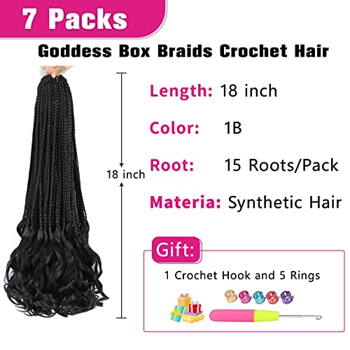 Mclisle French Curl Crochet Braids 18 Inch 7 Packs Goddess Box Braids Crochet Hair With Curly Ends French Curly Braiding Hair Synthetic Pre Looped Crochet Box Braids #TOP1