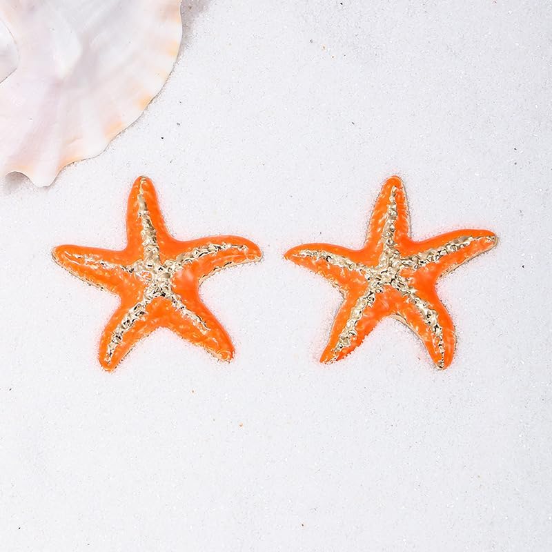 coadipress Starfish Earrings for Women Large Gold Statement Big Star Earring Boho Beach Starfish Earring Summer Orange Starfish Shape Drop Earrings Fashion Beach Ear Jewelry Accessories - Image 5
